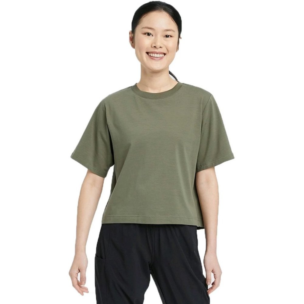 All in Motion Olive Green Supima Cotton Cropped Active Short Sleeve Boxy Tee S